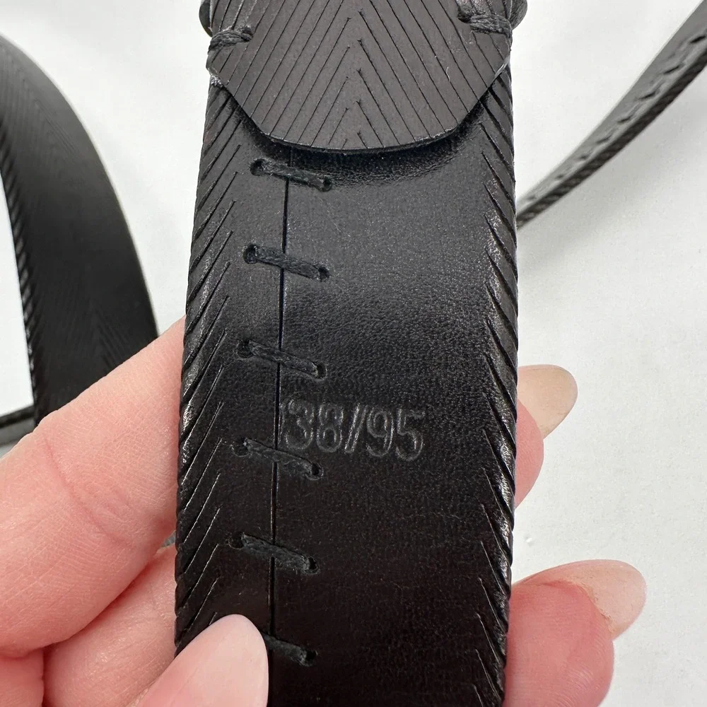 Bill Lavin Soft Collections Mens Black Leather Chevron Belt Size 38‎ Textured